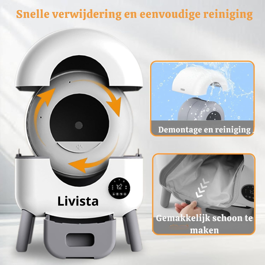 Livista Automatische Kattenbak - Zelfreinigend - Elektrische & Zelfreinigende Scoopfree Robot - 90 L  - incl. App