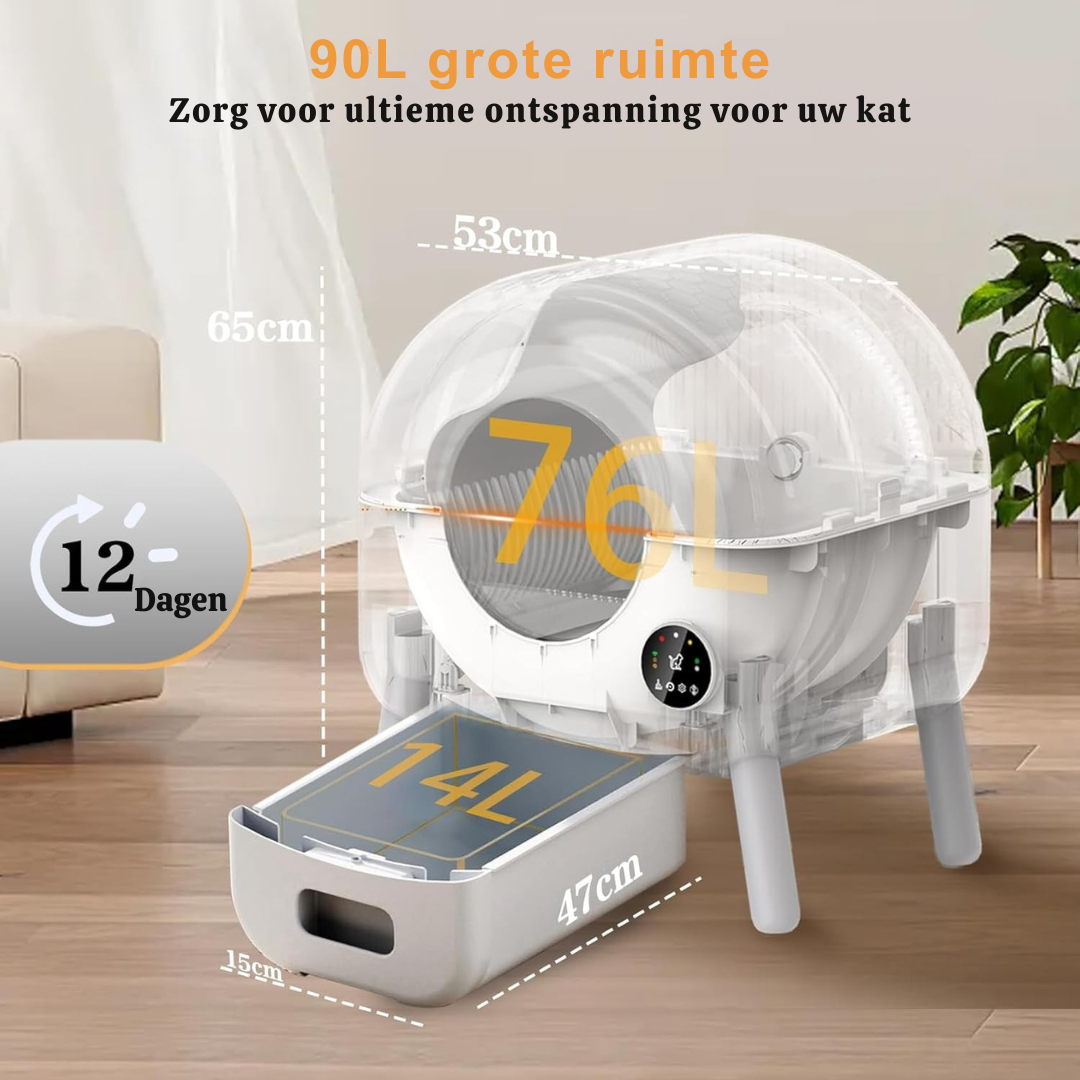 Livista Automatische Kattenbak - Zelfreinigend - Elektrische & Zelfreinigende Scoopfree Robot - 90 L  - incl. App