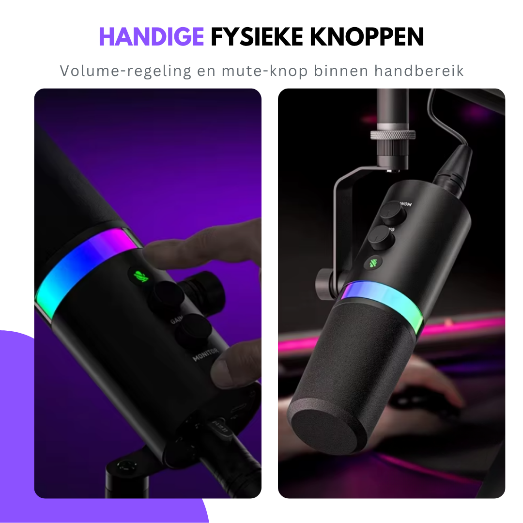 Truskore USB Gaming Microfoon Met Arm - RGB - PC Gaming - Geschikt voor PC/PS4/PS5/MAC - Podcast - Streaming - Luxe Microfoon -Zwart