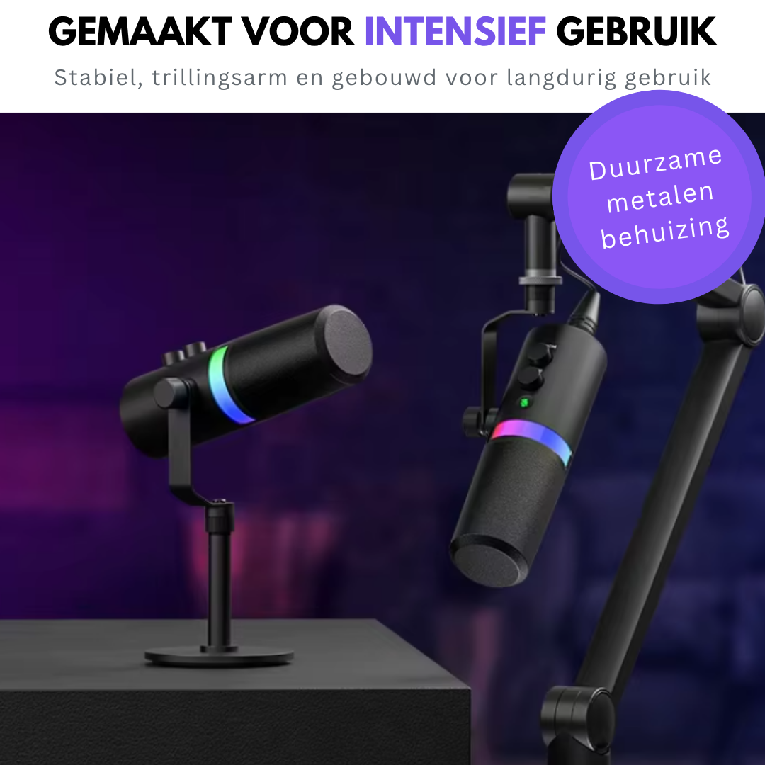 Truskore USB Gaming Microfoon Met Arm - RGB - PC Gaming - Geschikt voor PC/PS4/PS5/MAC - Podcast - Streaming - Luxe Microfoon -Zwart