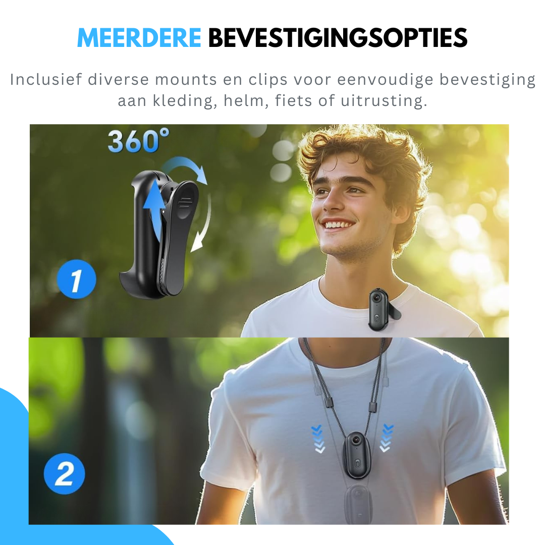 Livista Mini Action Camera 4k - Body camera - Fiets , Ski & Voetbal Camera - Handsfree POV Camera - Compacte Sportcamera - Met Live App-View – WiFi camera - Zwart