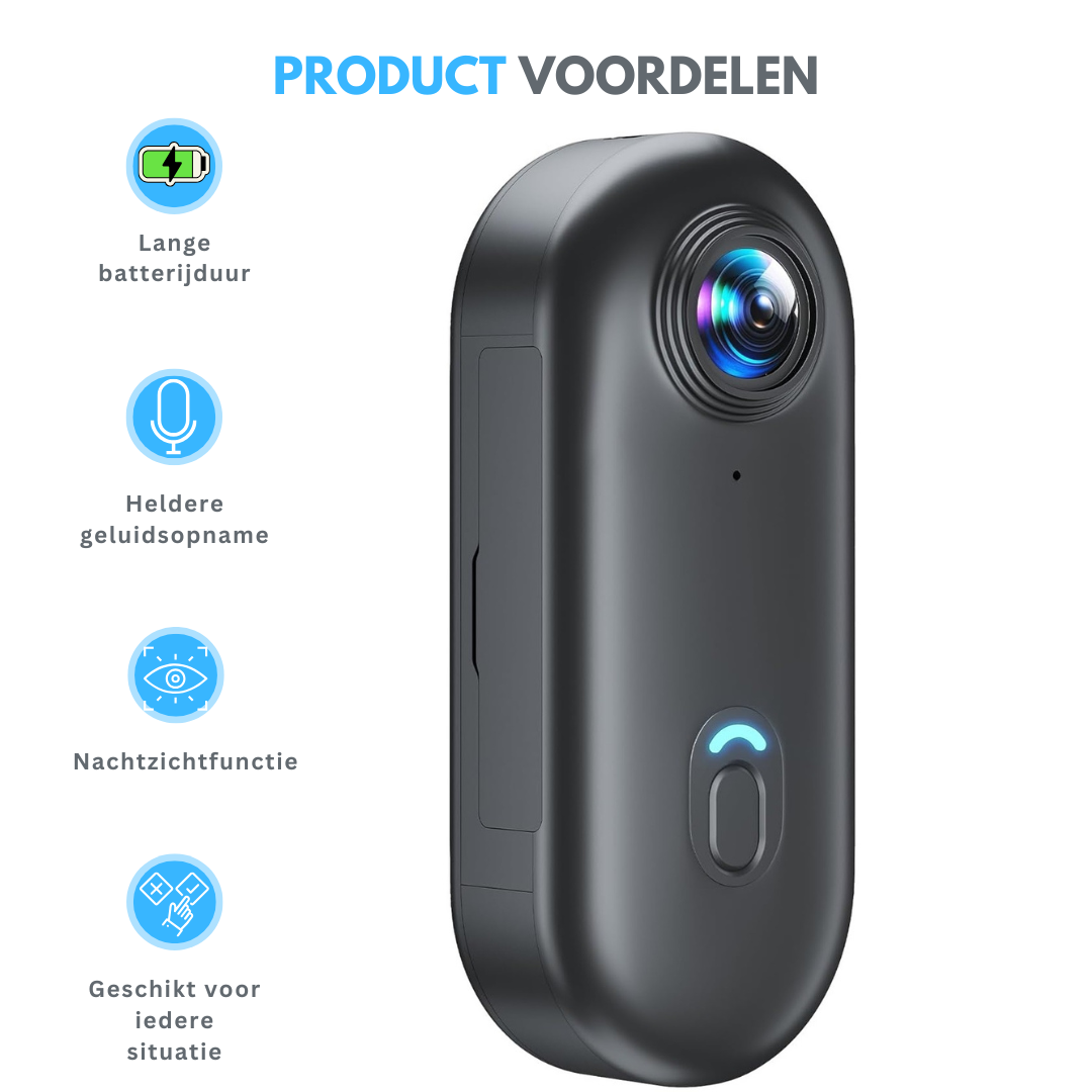 Livista Mini Action Camera 4k - Body camera - Fiets , Ski & Voetbal Camera - Handsfree POV Camera - Compacte Sportcamera - Met Live App-View – WiFi camera - Zwart