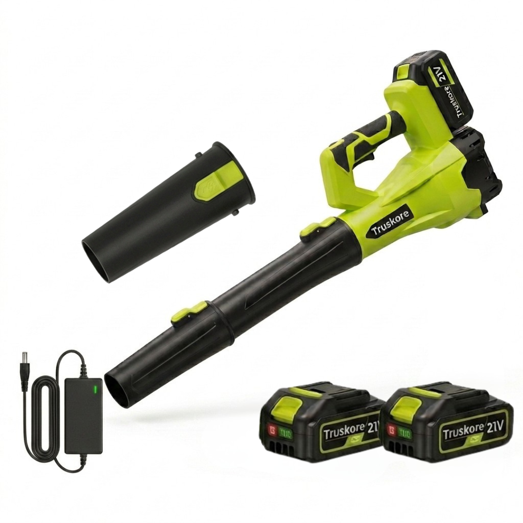 Truskore Accu Bladblazer -Draadloze Bladblazer - Lichtgewicht en Krachtig - Geschikt voor Bladeren en Tuinafval - Incl. 2x Accu's (4.0Ah)