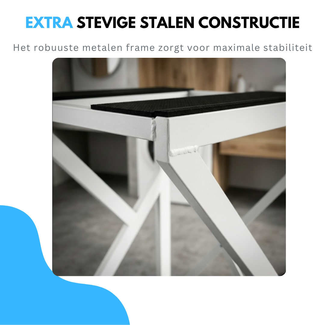 Livista Wasmachine Verhoger - Wasmachine Stapelrek - Universeel Wasmachine en Droger Verhoger - Wasmachine Ombouw - Wasmachinerek - Wasmachine Sokkel - Metaal Wit - Anti Vibratie - Robuust - Stevig - Stabiel