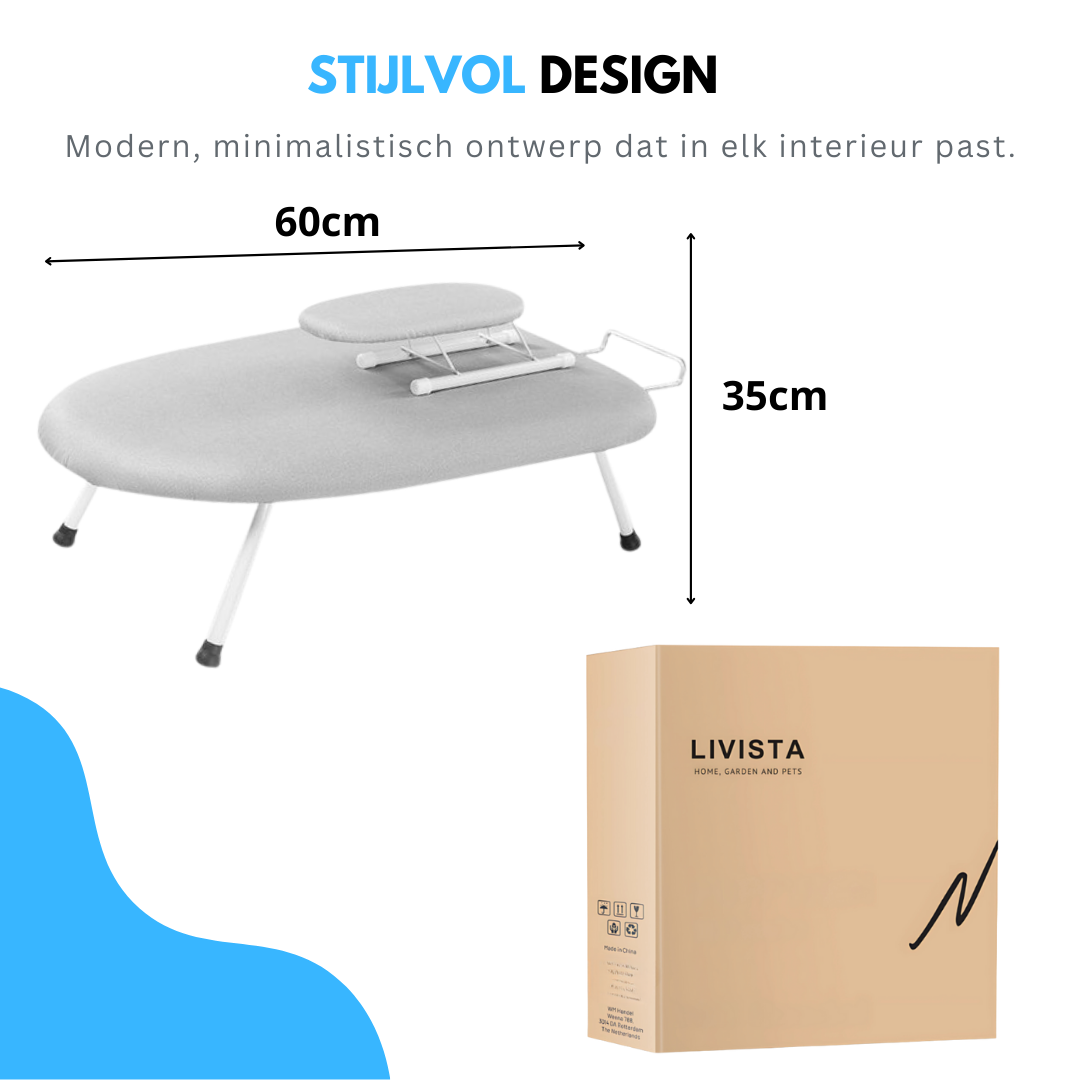 Livista Opvouwbare Strijkplank - Tafelstrijkplank - Mini Strijkplank - Strijkplanken - Inclusief Mouwplankje - 60 x 35 cm - Grijs
