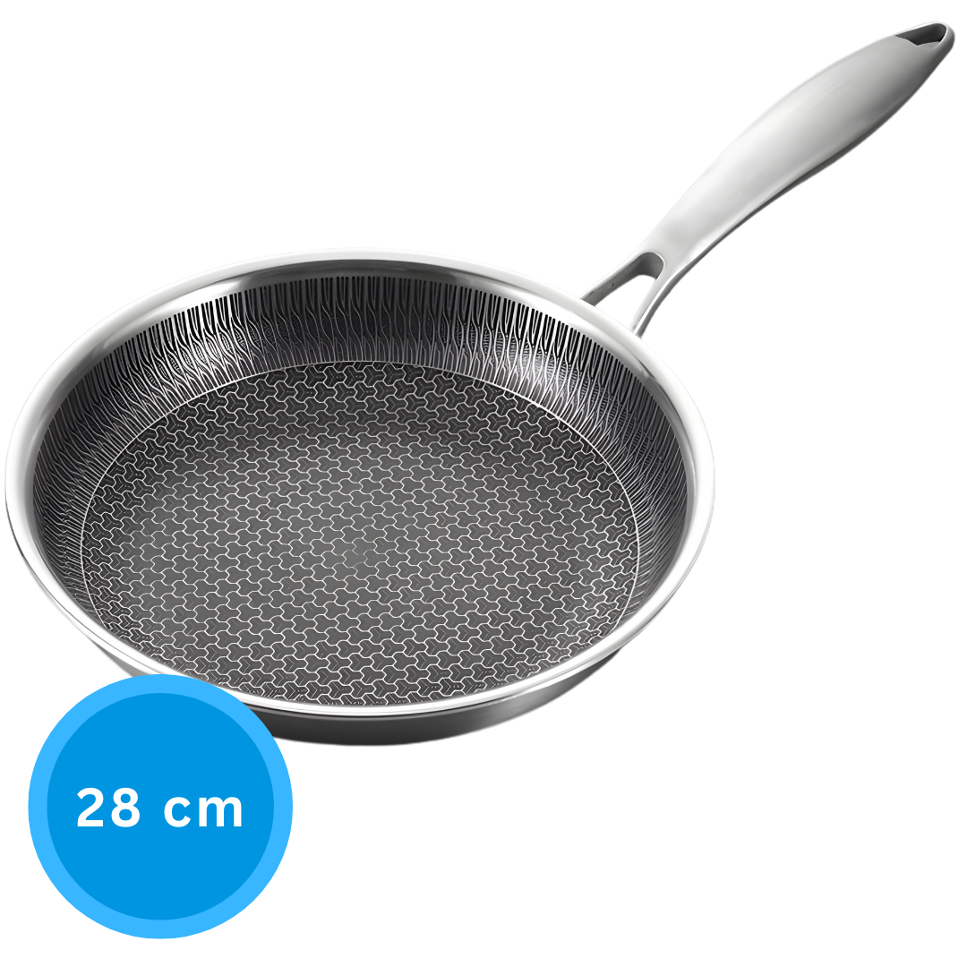 Livista Koekenpan RVS - Inductie, Elektrisch, Keramisch & Gas - RVS Honingraat Anti-Aanbakpan - Ø 28 cm - PFAS & PTFE vrij