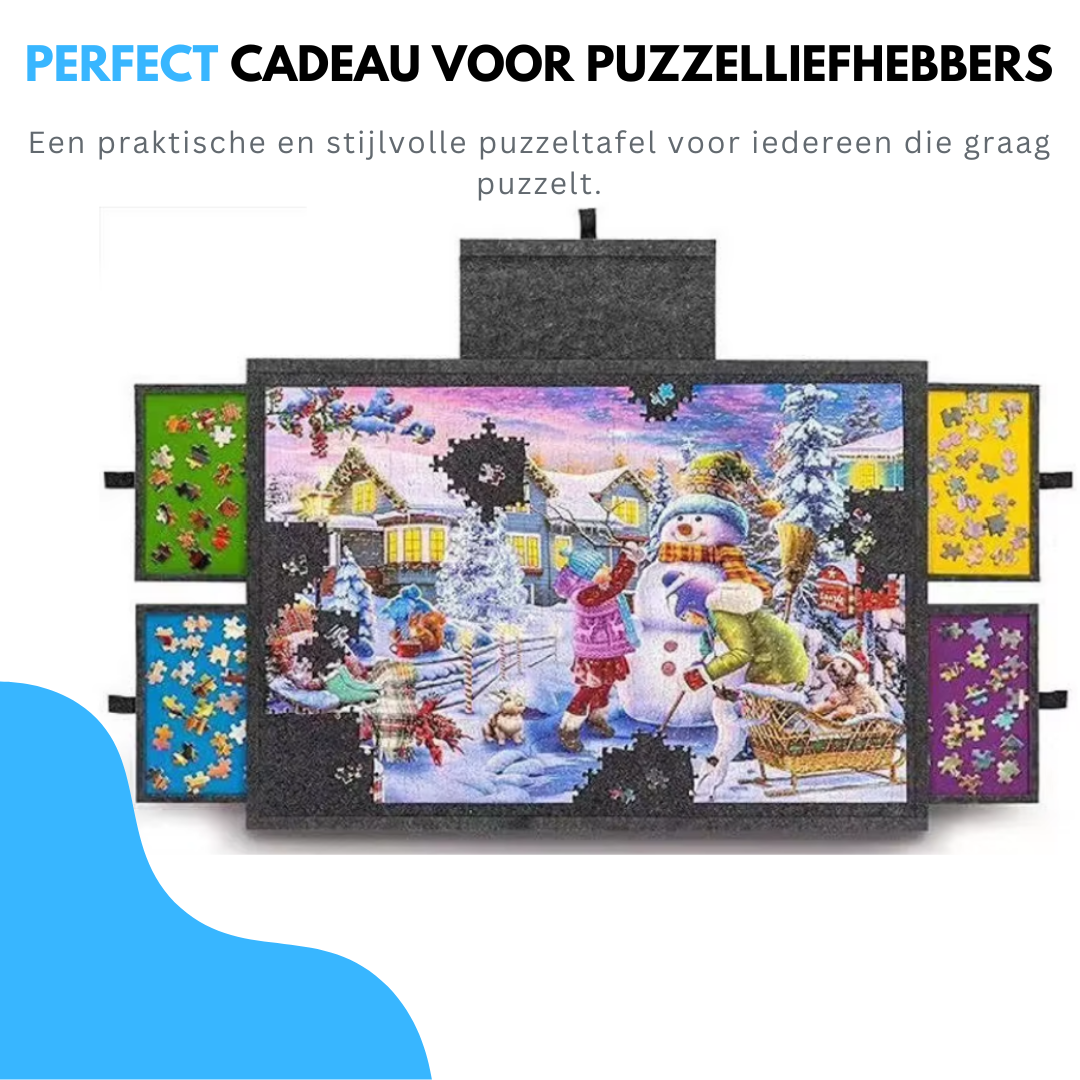 Livista Puzzelplaat voor 1500 Puzzelstukjes met 6 Lades – Puzzelbord met Opbergsysteem -– Puzzelmat van Hout – Puzzeltafel - Grijs