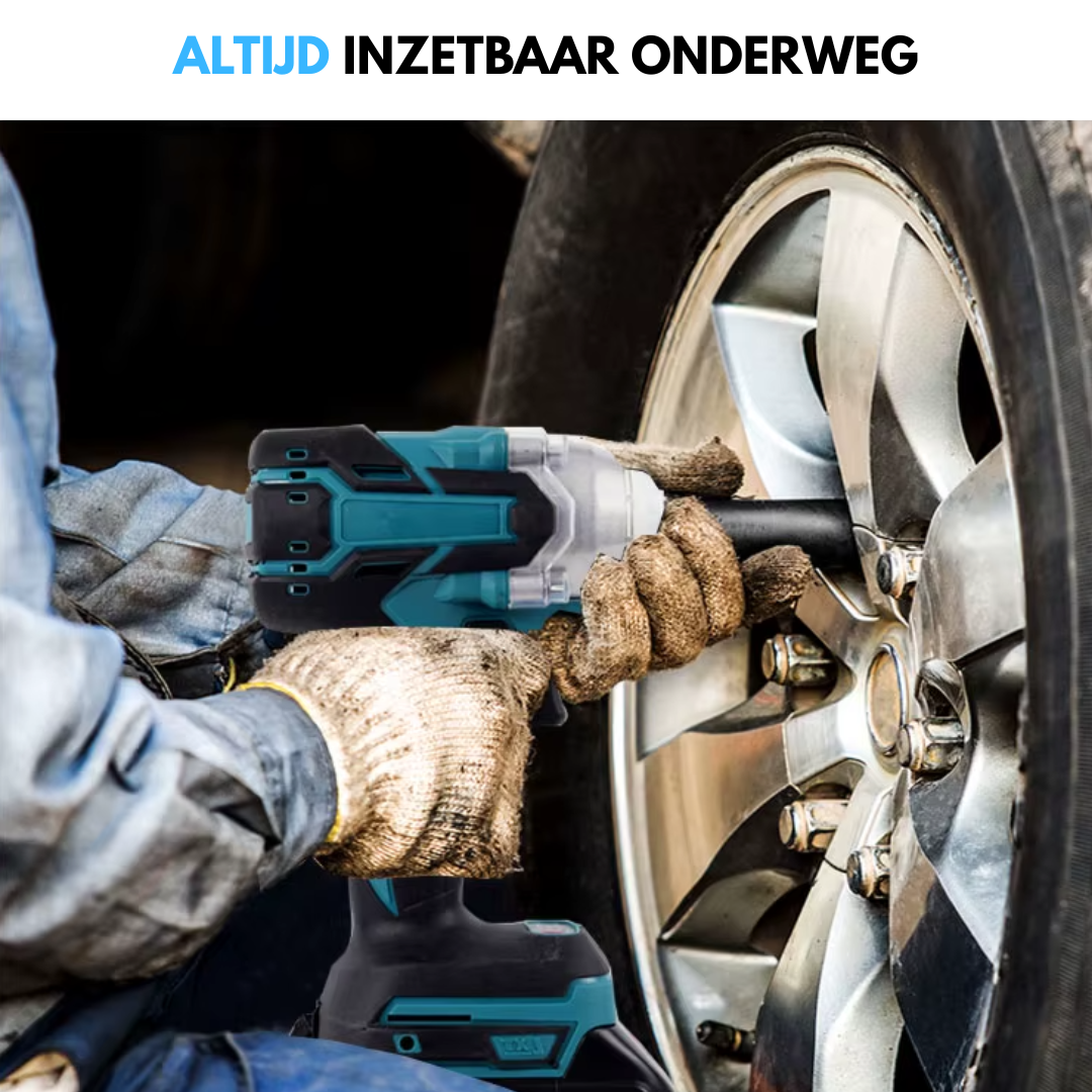 Truskore Accu Slagmoersleutel - Slagmoersleutelset - Slagmoersleutel elektrisch - Slagschroevendraaier - incl. 13x Moerdoppen, 2x Accu