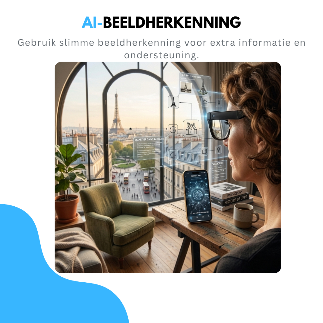 Livista Smart Bril – Slimme Bril met Camera – Smart Glasses met NL-app, vertaalfunctie en meer – AI Glasses - Camera Bril - Bril Camera - Zwart