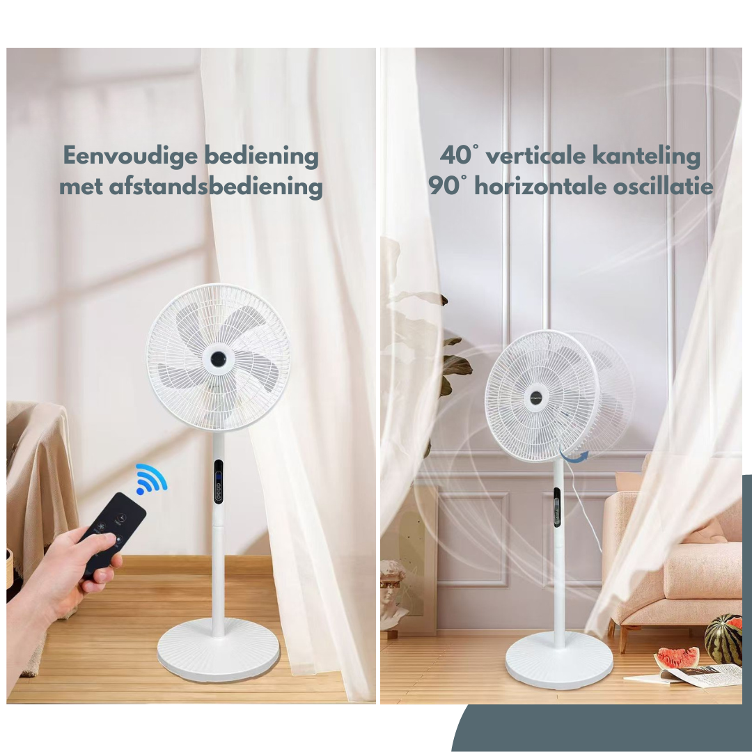 Livista Statiefventilator - Met Afstandsbediening - Staande Ventilator - 112 cm Hoog - 8 Snelheden - Timer - 90° Oscillerend - 40° Kantelbaar - Wit