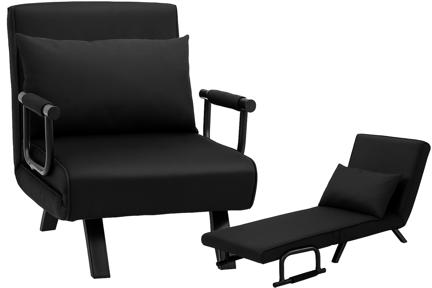 Livista 3-in-1 Uitklapbare Slaapstoel Belastbaar Tot 100 kg Zwart - Inklapbare Slaapbank Met Verstelbare Rugleuning - Modern Design Logeerbed - Slaapfauteuil
