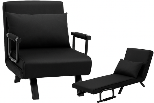 Livista 3-in-1 Uitklapbare Slaapstoel Belastbaar Tot 100 kg Zwart - Inklapbare Slaapbank Met Verstelbare Rugleuning - Modern Design Logeerbed - Slaapfauteuil