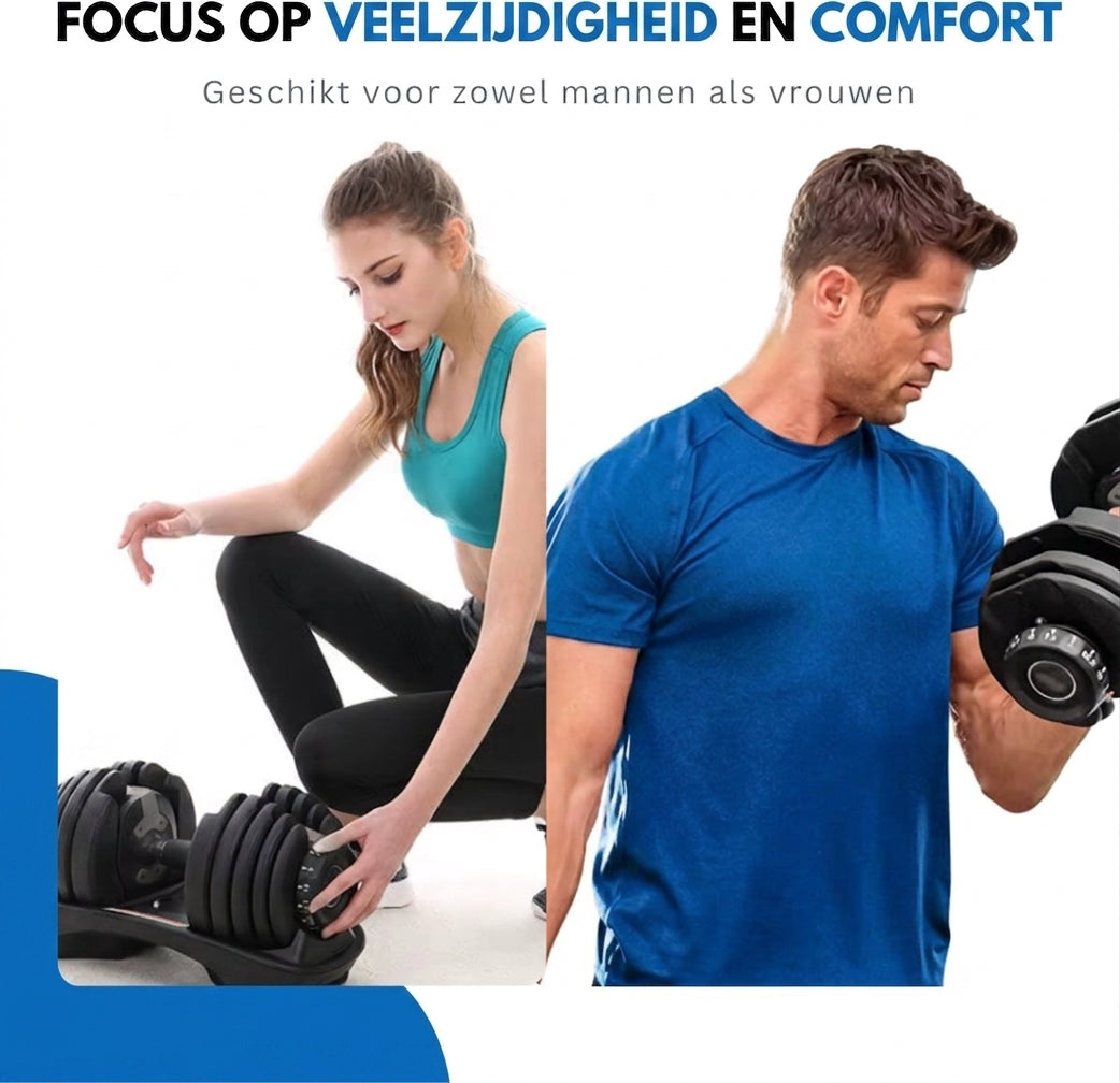 Truskore Verstelbare Dumbbell 24KG - Prijs per Dumbell - Smart Dumbbells - Gewichten Set Halters- Gewichtenset voor Home Gym - Adjustable Dumbbells - Dumbbells Verstelbaar van 2,5 kg tot 24kg