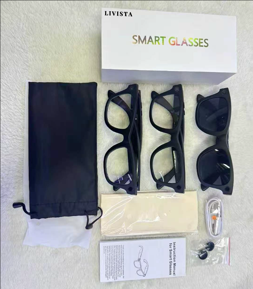 Livista Smart Bril – Slimme Bril met Camera – Smart Glasses met NL-app, vertaalfunctie en meer – AI Glasses - Camera Bril - Bril Camera - Zwart