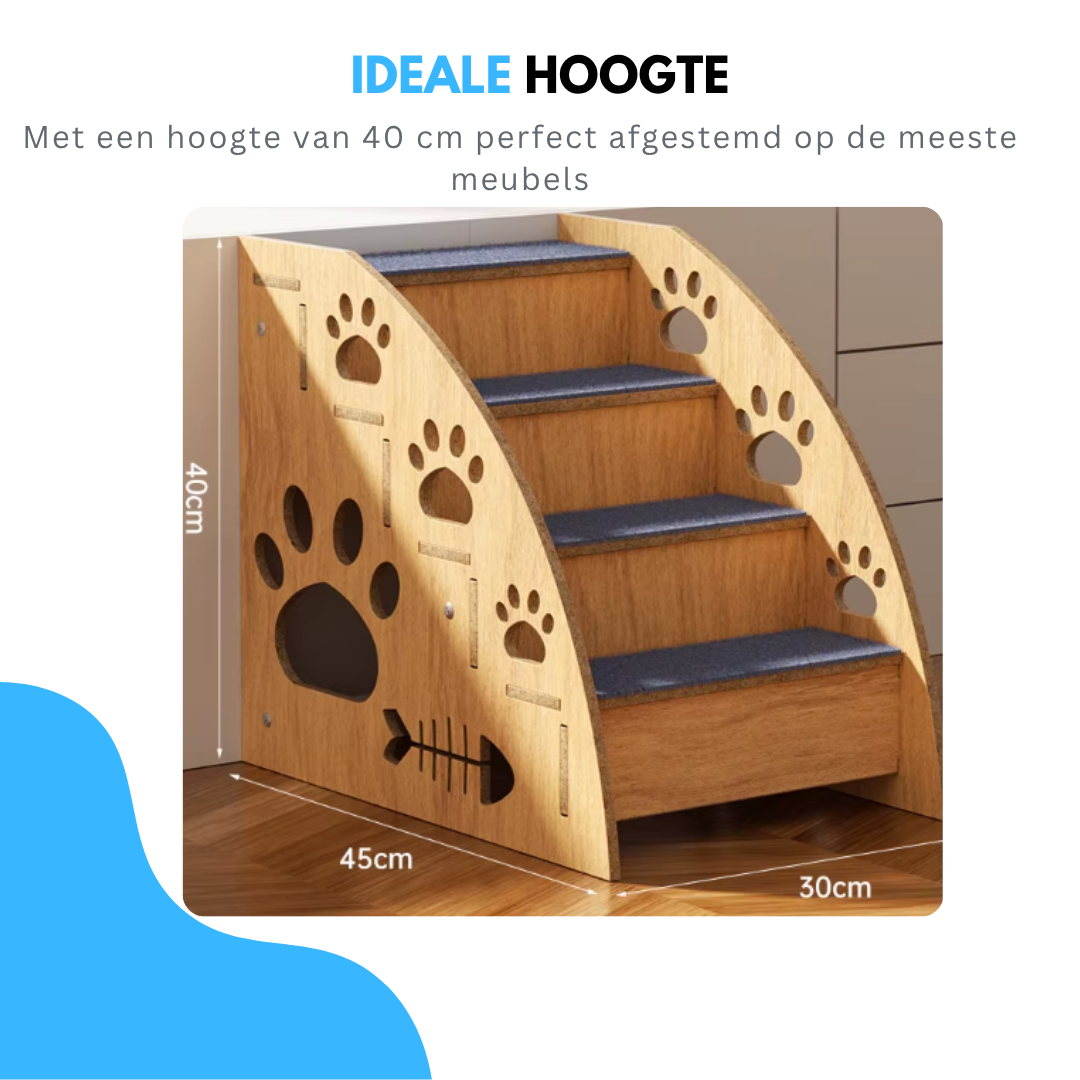 Livista Hondentrap met 4 Antislip Treden - Loopplank voor Honden en Katten - Lichtgewicht Houtlook - Stevig Hondentrapje - Draagvermogen van 60 KG