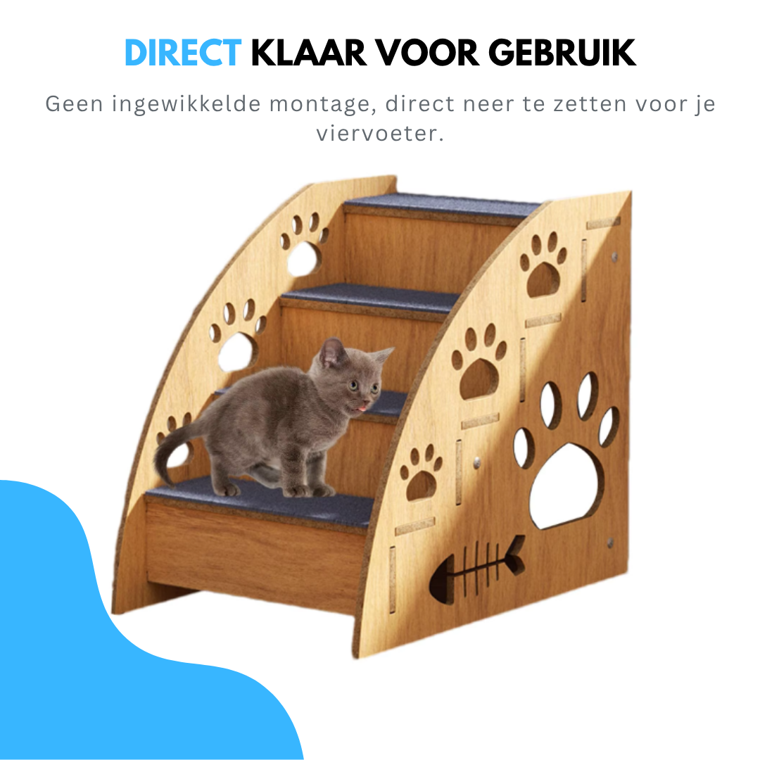 Livista Hondentrap met 4 Antislip Treden - Loopplank voor Honden en Katten - Lichtgewicht Houtlook - Stevig Hondentrapje - Draagvermogen van 60 KG