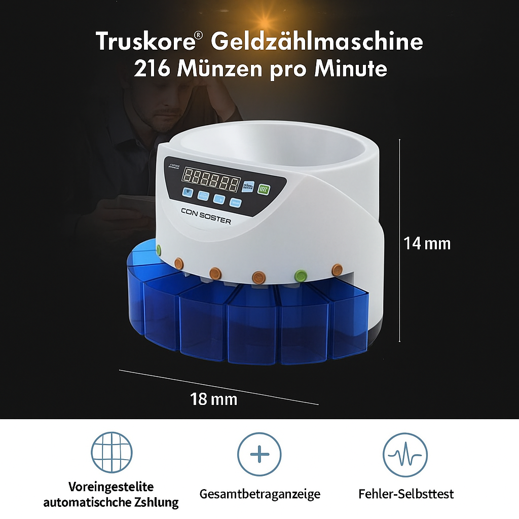 Truskore Geldtelmachine munten (Grijs) -  Inclusief Gratis Opberg- en Stofhoes -Munttelmachine [img 4] [NL->DE]