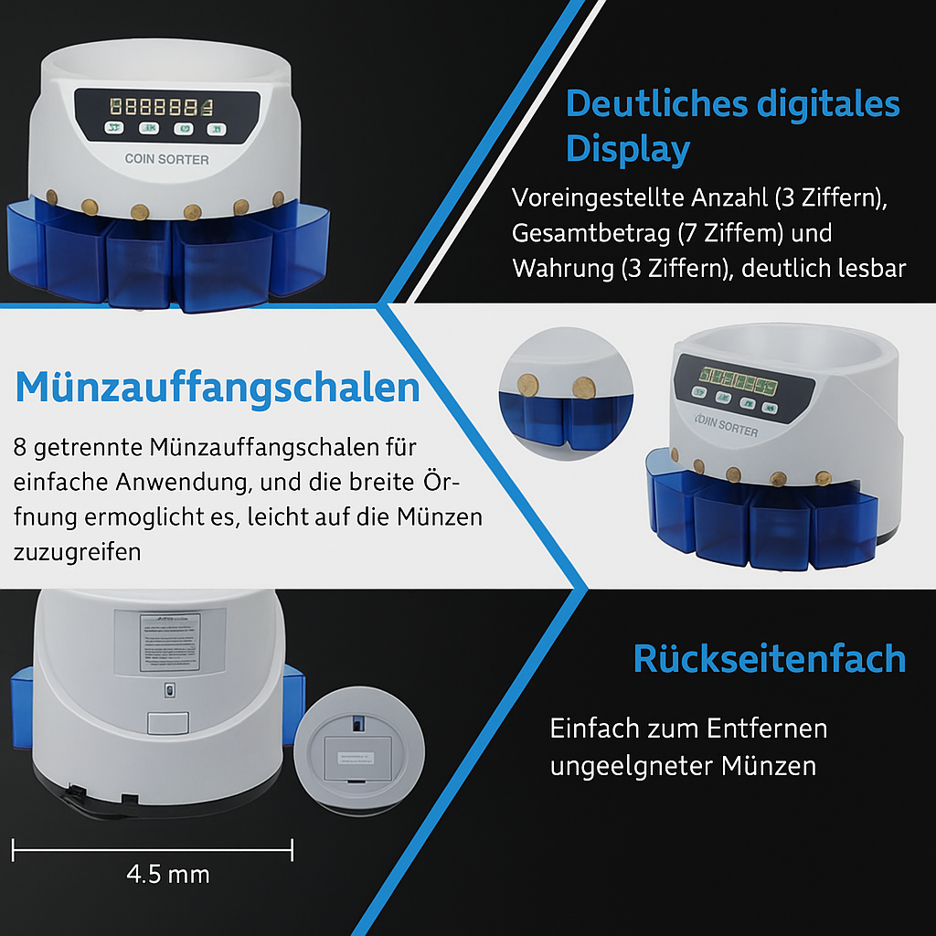 Truskore Geldtelmachine munten (Grijs) -  Inclusief Gratis Opberg- en Stofhoes -Munttelmachine [img 6] [NL->DE]