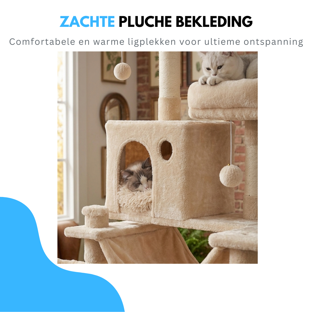Livista Krabpaal voor zware katten - Hoge krabpaal - Krabpaal boomstam - Krabpaal voor grote katten - Kat toren - Krabpaal plafond - Stevige krabpaal - Krabpaal voor katten - XXL - Katten verblijf