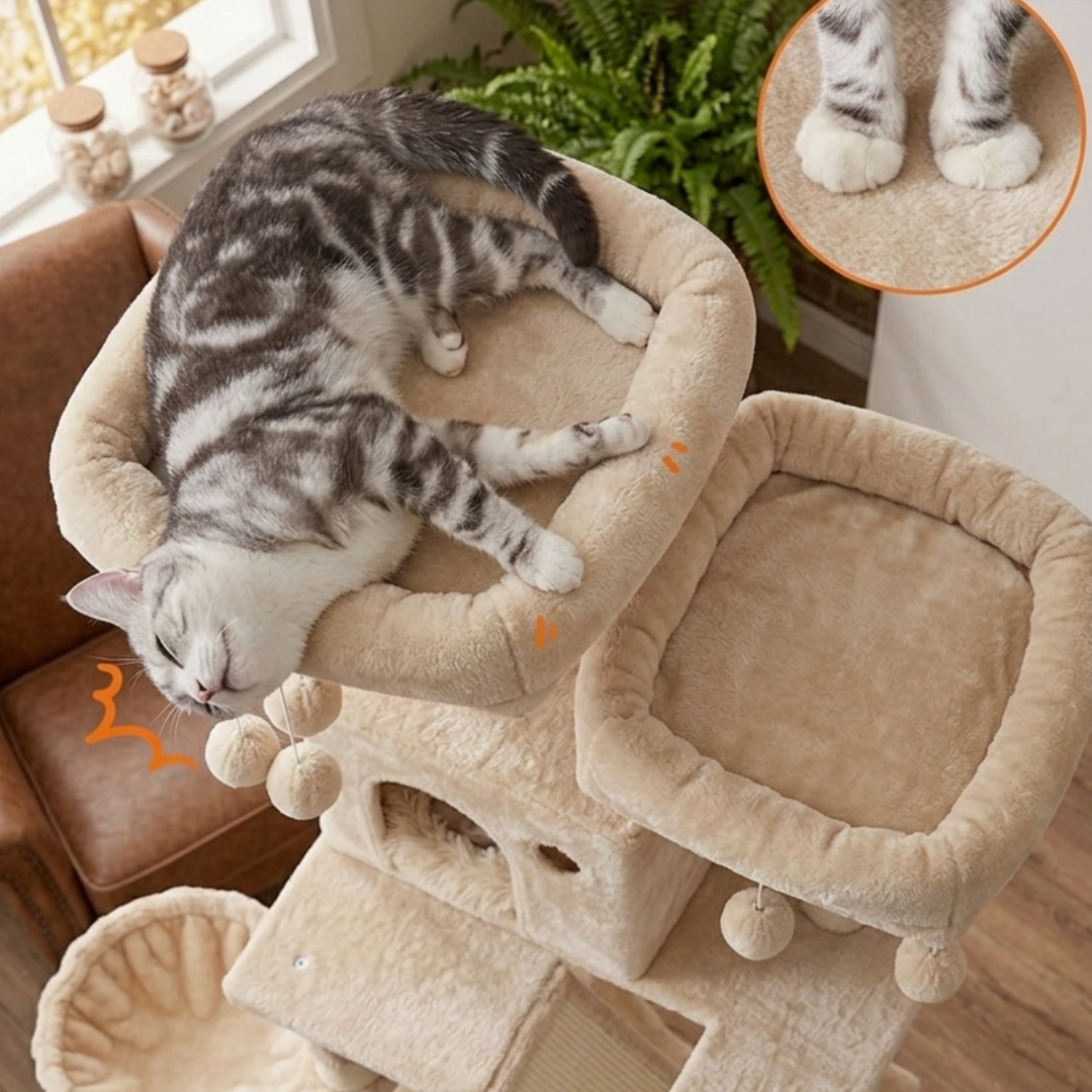 Livista Krabpaal voor zware katten - Hoge krabpaal - Krabpaal boomstam - Krabpaal voor grote katten - Kat toren - Krabpaal plafond - Stevige krabpaal - Krabpaal voor katten - XXL - Katten verblijf