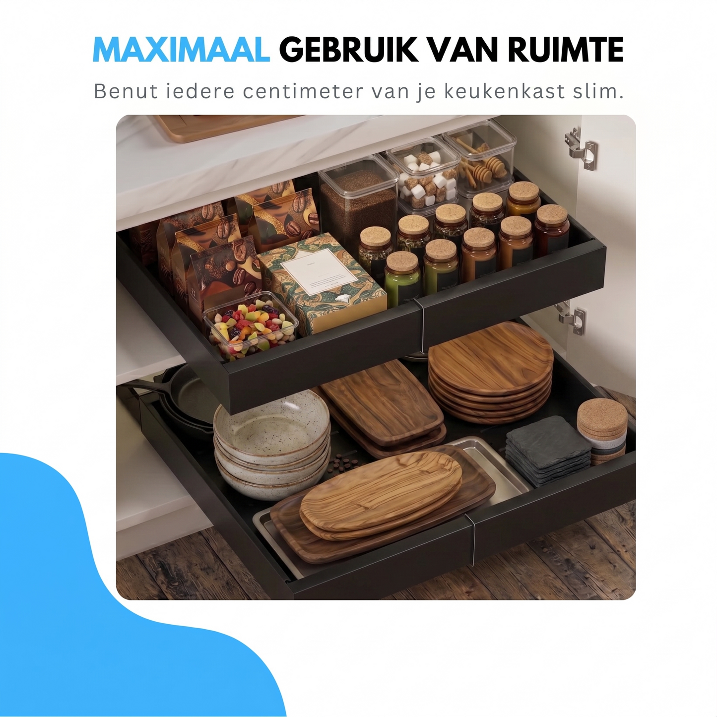Livista Gootsteenkast Organizer Uitschuifbaar – Uittrekbaar en Verstelbaar (43-67 cm) - Keukenkast Organizer Onder Gootsteen - Lade Organizer - Badkamer Organizer - Keukenrek – Zwart